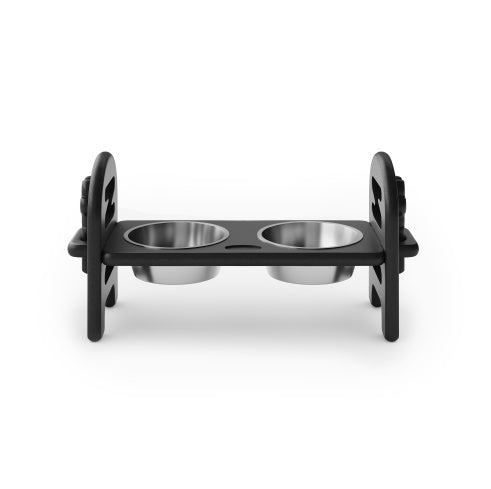 White Adjustable Pet Bowl Travel Ready HDPE Durable Poly Lumber Recycled